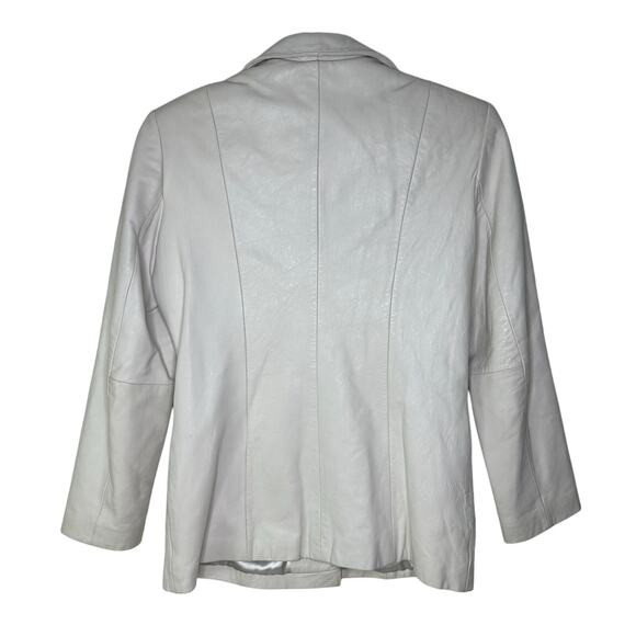 Vintage Maxima Women's Large Blazer Jacket Leather White 3 Button Minimalist 90s - Picture 2 of 11